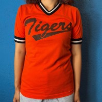 80s Tigers Orange V-neck T-Shirt | Vintage.City ヴィンテージ 古着