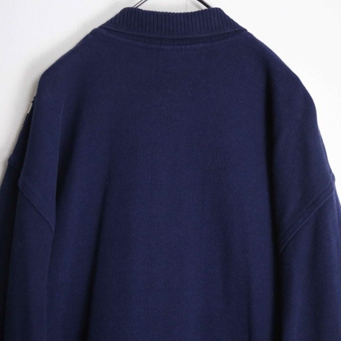 navy stripe zip up L/S knit shirt | Vintage.City ヴィンテージ 古着