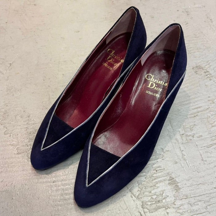 Dior 新品 スエードレザー パンプス 5.5D 22.5cm 靴 紺 ベロア | Vintage.City ヴィンテージ 古着