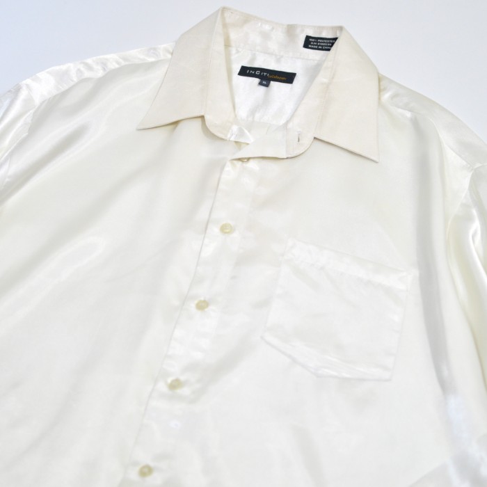 古着 オーバーサイズ サテンシャツ ホワイト ドレスシャツ 長袖シャツ シャツ | Vintage.City ヴィンテージ 古着