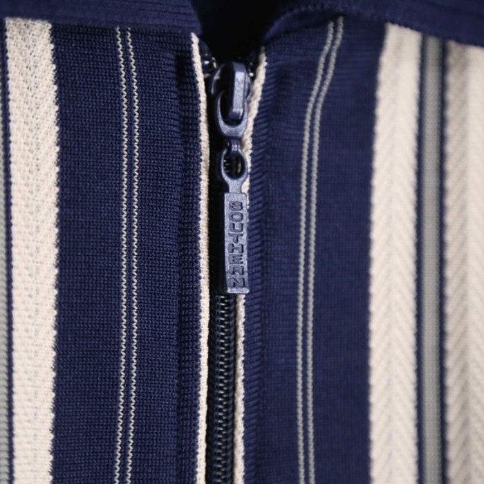 navy stripe zip up L/S knit shirt | Vintage.City ヴィンテージ 古着