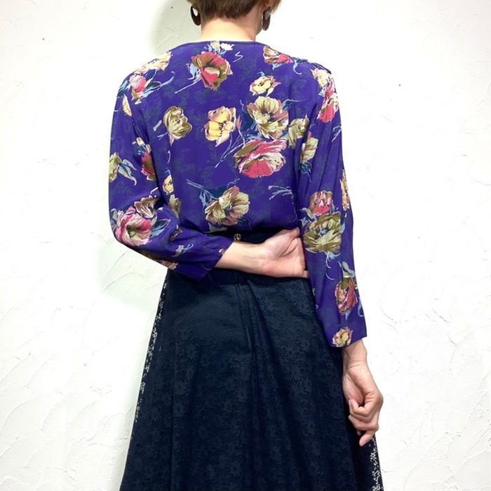 Great Britain purple floral blouse | Vintage.City ヴィンテージ 古着