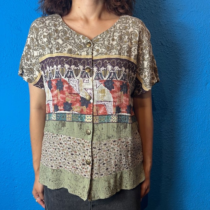 80s Bohemian Pattern Rayon Blouse | Vintage.City ヴィンテージ 古着
