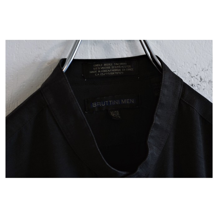 Old Embroidered Bandcollar Black Shirt | Vintage.City ヴィンテージ 古着