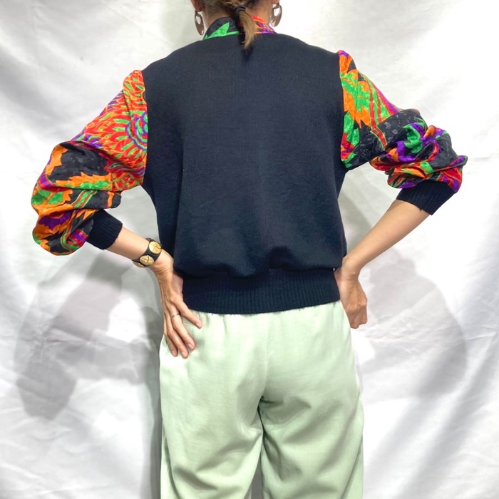 Mexico black × colorful bowtie knit tops | Vintage.City ヴィンテージ 古着