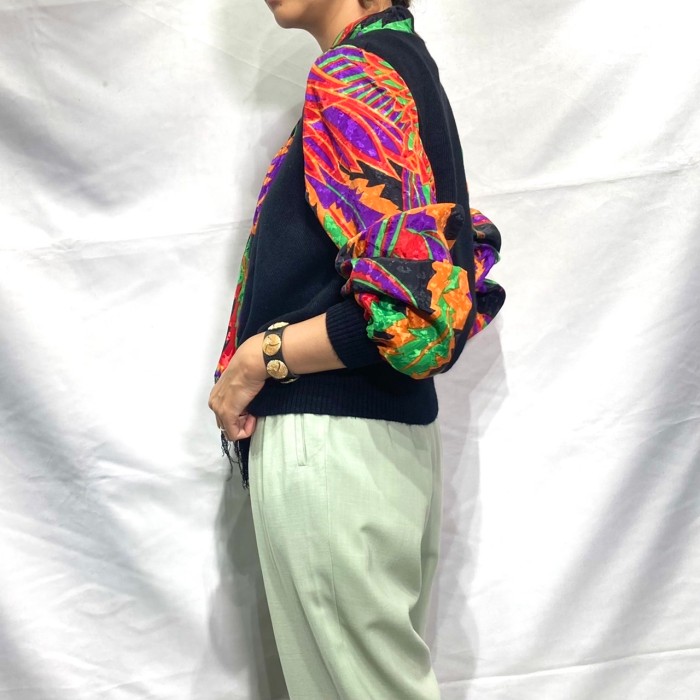 Mexico black × colorful bowtie knit tops | Vintage.City ヴィンテージ 古着