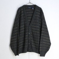 dark tone multicolor acrylic cardigan | Vintage.City 古着屋、古着コーデ情報を発信