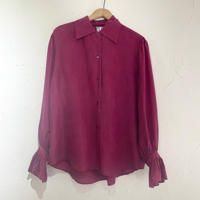 Burgundy silk 100% blouse | Vintage.City ヴィンテージ 古着