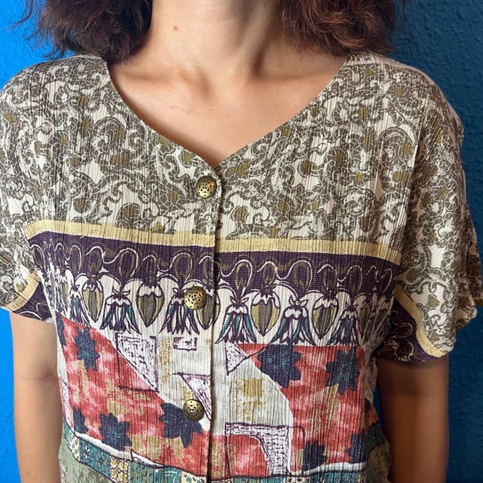 80s Bohemian Pattern Rayon Blouse | Vintage.City ヴィンテージ 古着