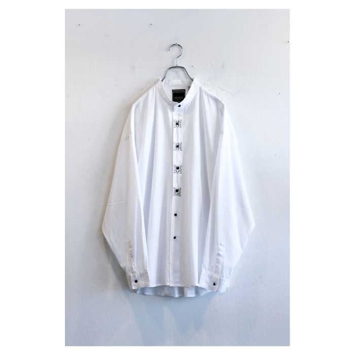 Old Embroidered Bandcollar White Shirt | Vintage.City ヴィンテージ 古着