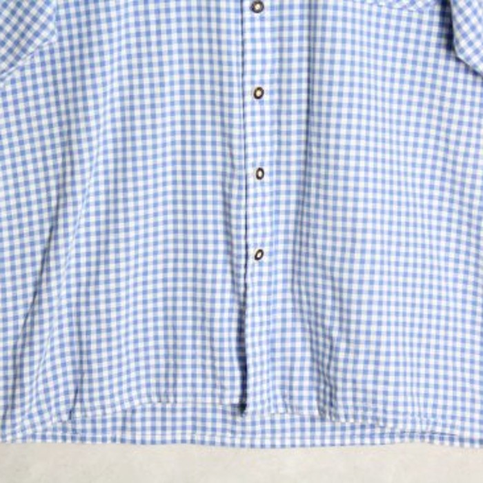 blue gingham check tyrol cuffs shirt | Vintage.City 古着屋、古着コーデ情報を発信