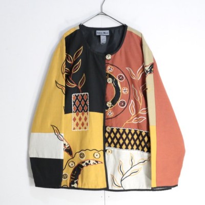 "Indigo moon" leaf embroidery jacket | Vintage.City 古着屋、古着コーデ情報を発信