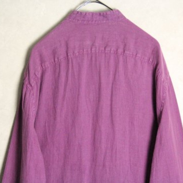 light purple no collar linen shirt | Vintage.City 빈티지숍, 빈티지 코디 정보