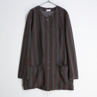 Stripe design brown collarless jacket | Vintage.City ヴィンテージ 古着