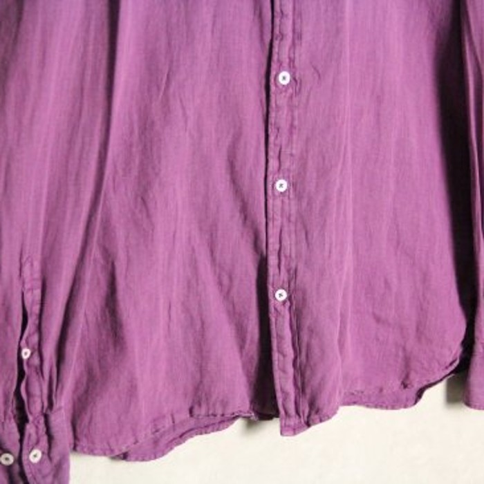 light purple no collar linen shirt | Vintage.City 古着屋、古着コーデ情報を発信