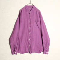 light purple no collar linen shirt | Vintage.City ヴィンテージ 古着