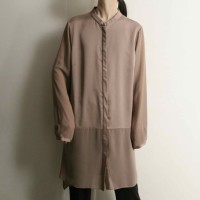 Two brown band collar long shirt | Vintage.City ヴィンテージ 古着