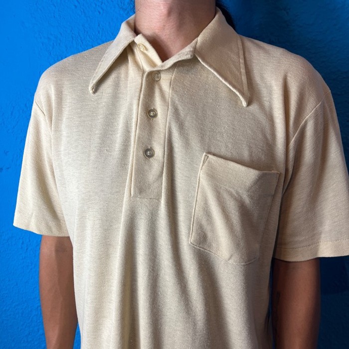70s "K mart" beige Polo Shirt | Vintage.City 빈티지숍, 빈티지 코디 정보