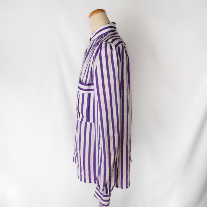 Euro vintage glossy striped blouse | Vintage.City 古着屋、古着コーデ情報を発信