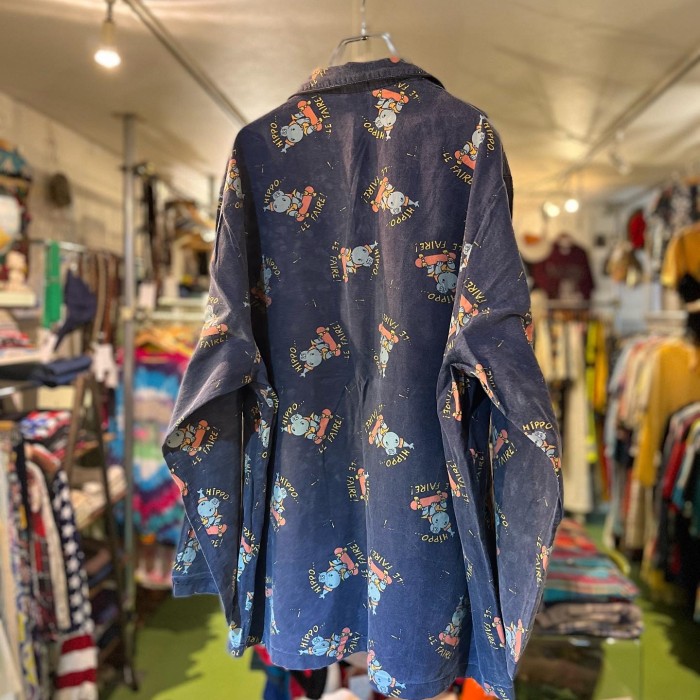 skating hippo pattern pajama Shirts | Vintage.City 古着屋、古着コーデ情報を発信