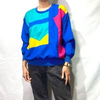 Made in USA blue colorful polyester tops | Vintage.City ヴィンテージ 古着