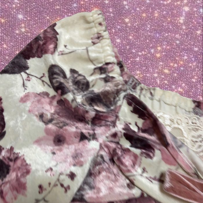 J-Y2K❤︎sweet boho  velour floral tunic | Vintage.City 古着屋、古着コーデ情報を発信