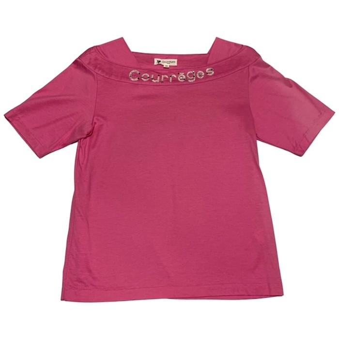 Courreges Silver Neck Logo Tee Pink | Vintage.City 빈티지숍, 빈티지 코디 정보