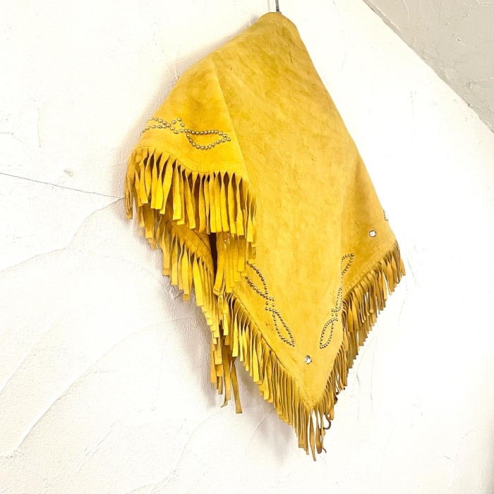 Mustard deerskin western fringe scarf | Vintage.City 古着屋、古着コーデ情報を発信
