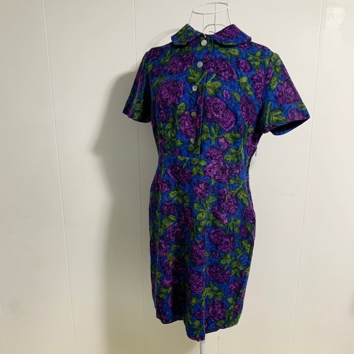 80s Floral Dress Blue | Vintage.City 古着屋、古着コーデ情報を発信