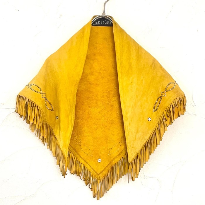 Mustard deerskin western fringe scarf | Vintage.City 古着屋、古着コーデ情報を発信