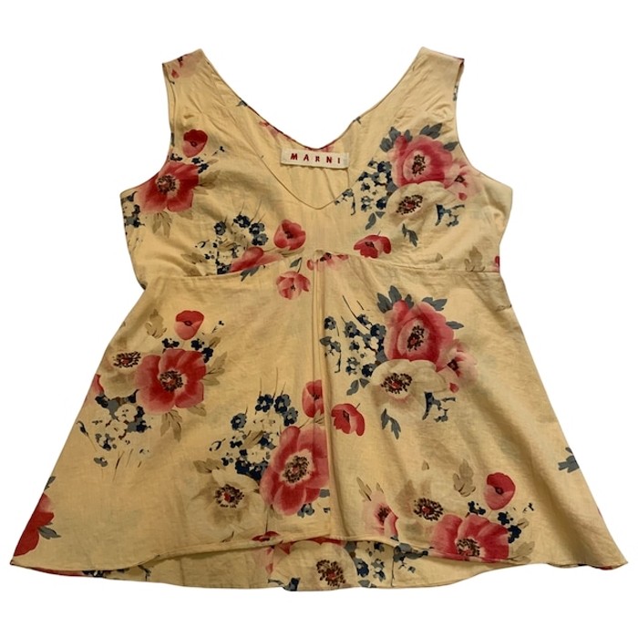 Marni Nonsleeve Floral Tee Beige | Vintage.City Vintage Shops, Vintage Fashion Trends
