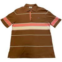 Lacoste Striped Polo Tee Brown | Vintage.City ヴィンテージ 古着