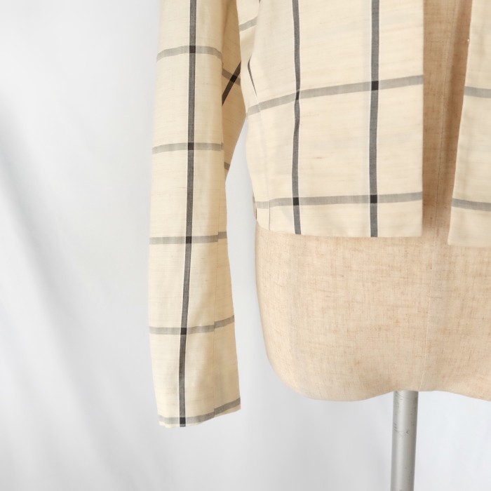 Ivory plaid crop jacket | Vintage.City 빈티지숍, 빈티지 코디 정보