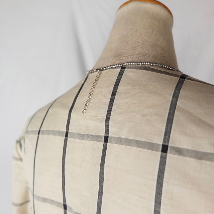 Ivory plaid crop jacket | Vintage.City 古着屋、古着コーデ情報を発信