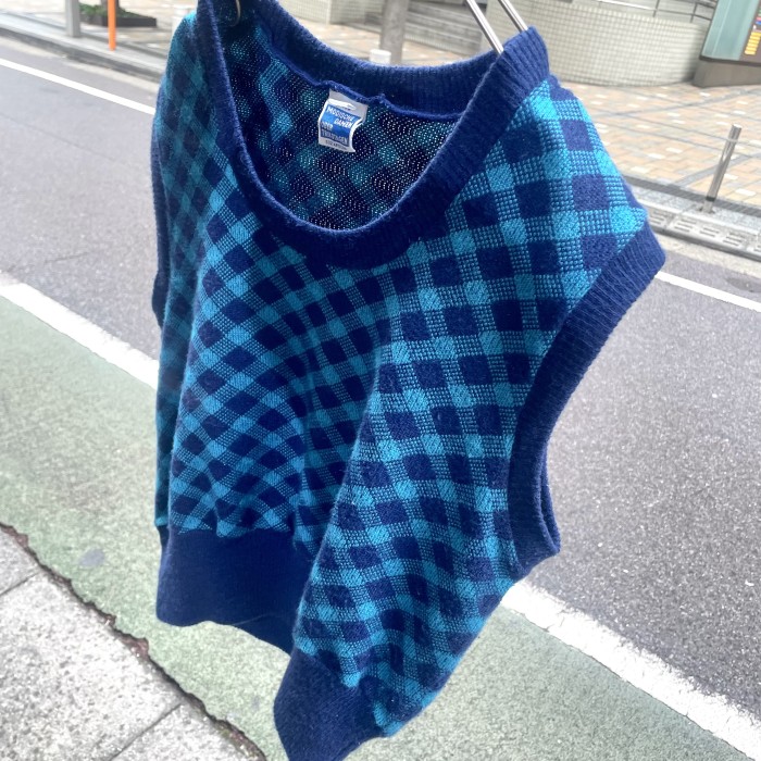 Euro vintage blue plaid knit vest | Vintage.City 빈티지숍, 빈티지 코디 정보
