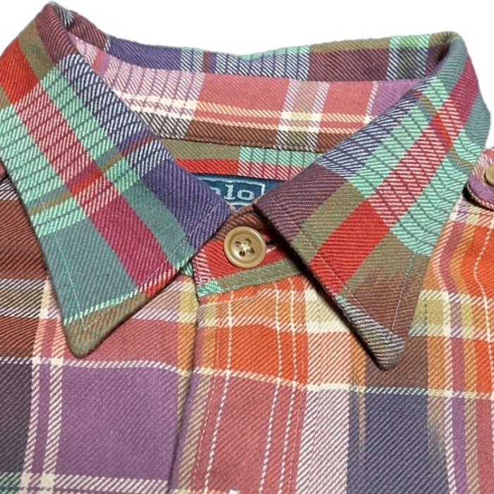 Polo by Ralph Lauren 長袖チェック柄エポーレットシャツ M | Vintage.City
