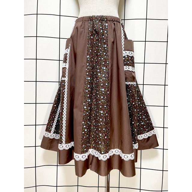 ひし型 ビンテージ 70s タイト スカート 花柄 刺繍 ネイビー - 通販 