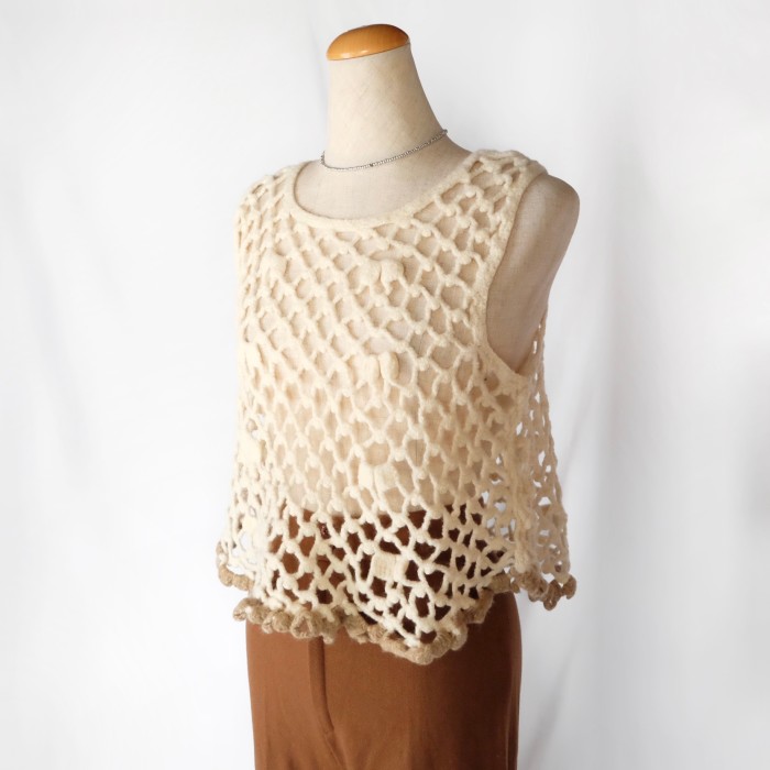 Vintage mesh knit flared tops | Vintage.City 古着屋、古着コーデ情報を発信