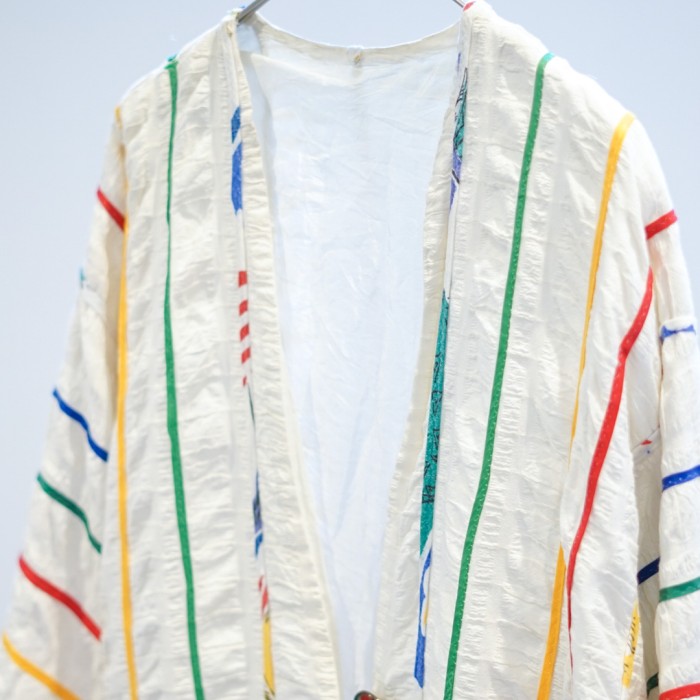 Collarless 1 button stripe jacket | Vintage.City 빈티지숍, 빈티지 코디 정보