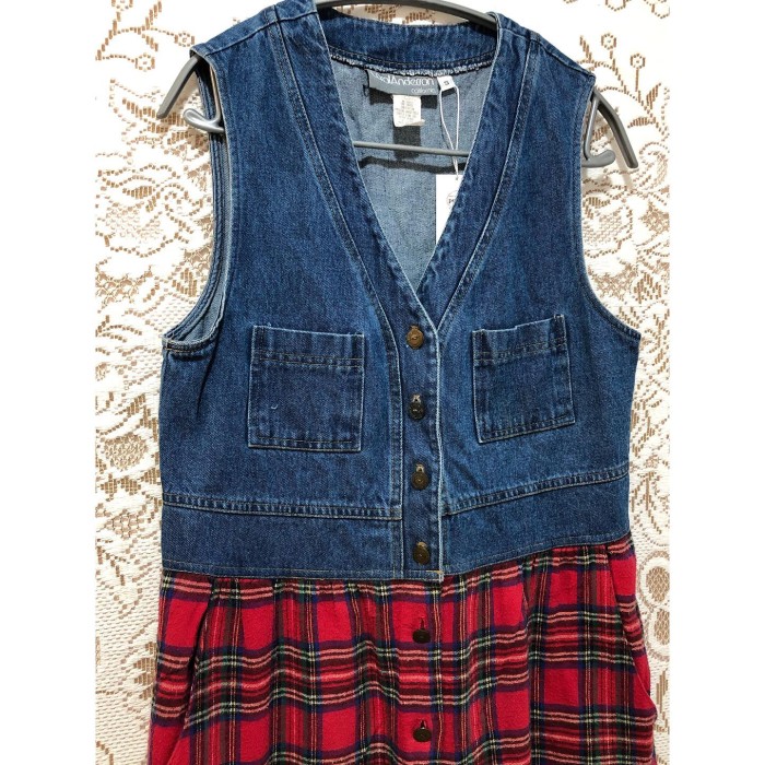 denim × flannel shirt dress | Vintage.City 古着屋、古着コーデ情報を発信