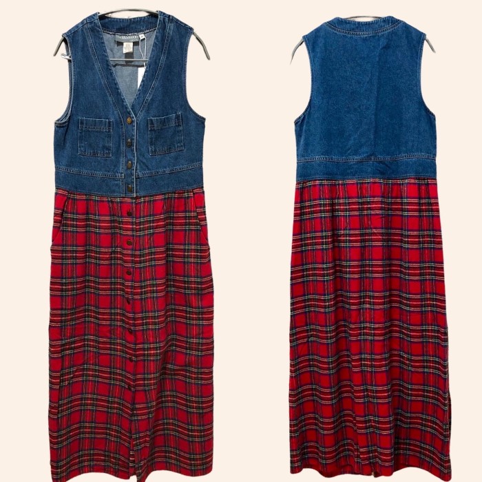 denim × flannel shirt dress | Vintage.City 古着屋、古着コーデ情報を発信