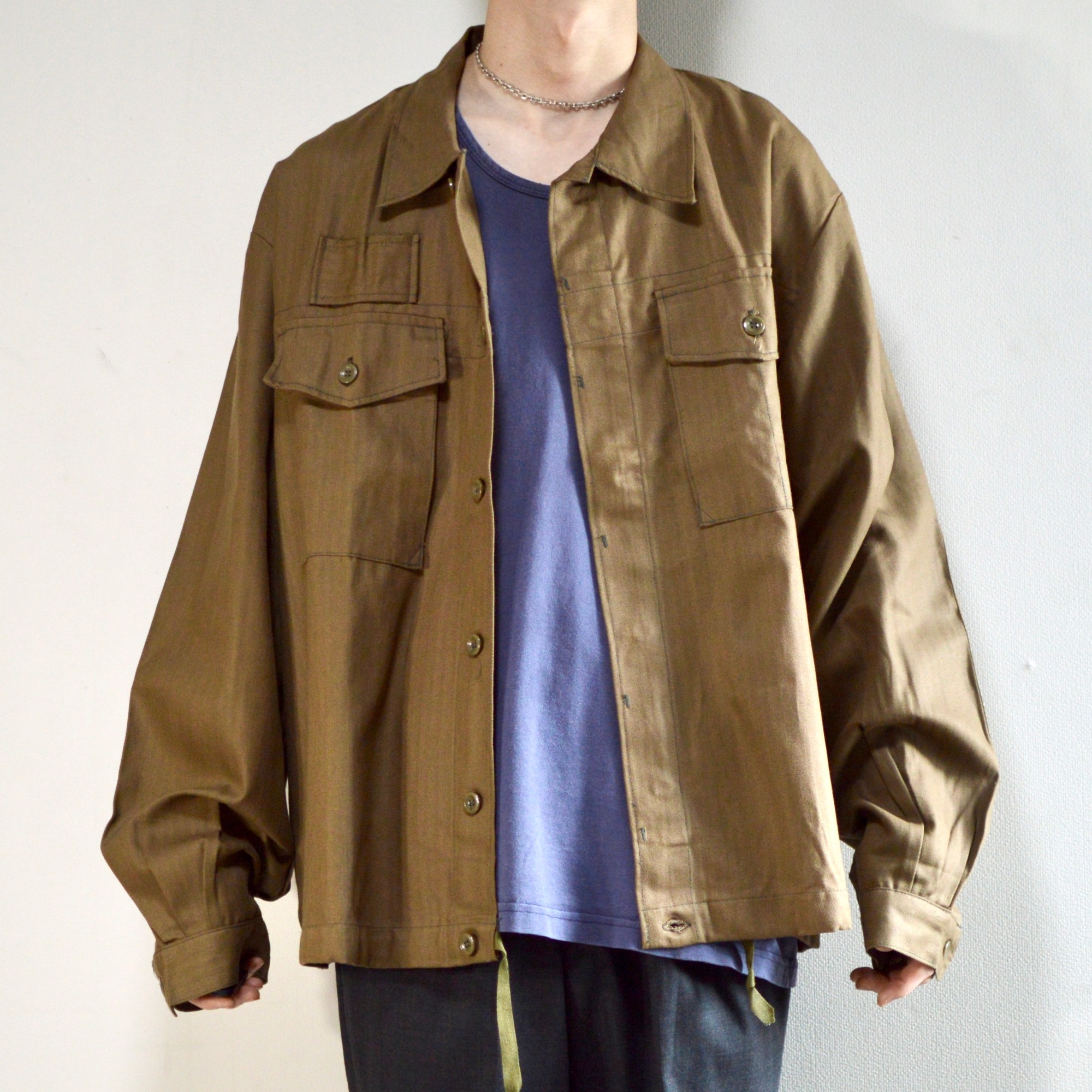 80's チェコ軍 フライフロント ワークシャツ 実物 シャツジャケット 