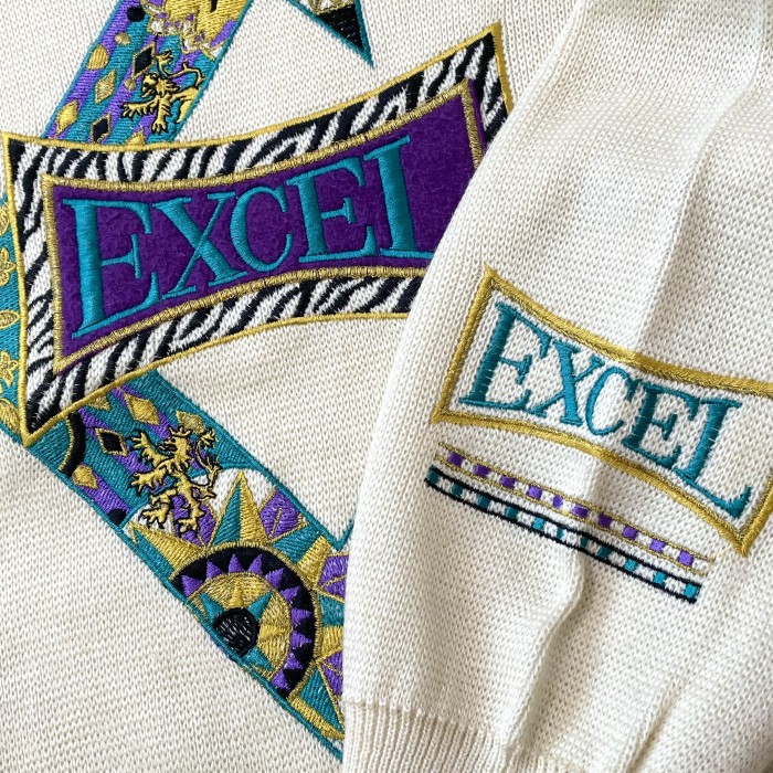 【KINGSLORD】韓国製 デザインニット セーター 刺繍 EXCEL 古着 | Vintage.City 古着屋、古着コーデ情報を発信
