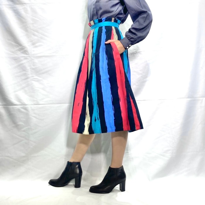 Euro vintage colorful stripe skirt | Vintage.City 古着屋、古着コーデ情報を発信