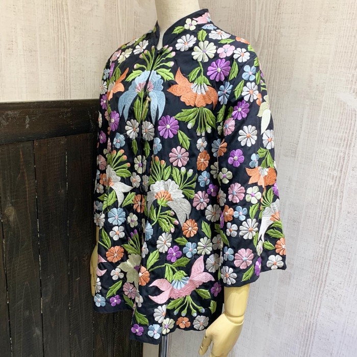 60s 70s ビンテージ ハンドメイド 花柄 刺繍 八分袖 ジャケット | Vintage.City 古着屋、古着コーデ情報を発信