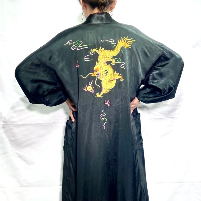 vintage chinese dragon rayon long gown | Vintage.City 빈티지숍, 빈티지 코디 정보