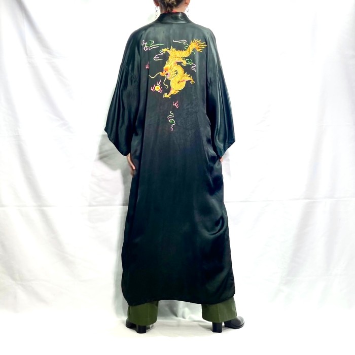 vintage chinese dragon rayon long gown | Vintage.City 古着屋、古着コーデ情報を発信