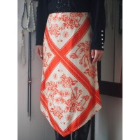 flower pattern skirt / orange×ivory 花柄 | Vintage.City ヴィンテージ 古着