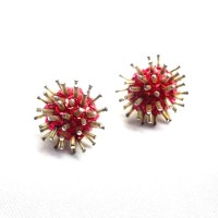 Red spangle stick beads dome pierce | Vintage.City ヴィンテージ 古着