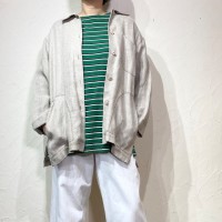 Made in USA Ivory beige linen jacket | Vintage.City ヴィンテージ 古着